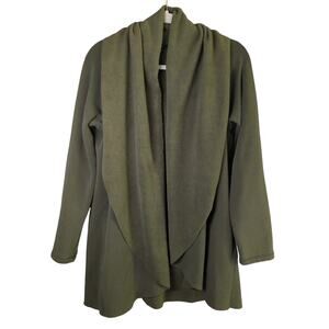 Drew Morrison Fleece Cardigan Womens Small Olive Green Cozy Waterfall Open Front